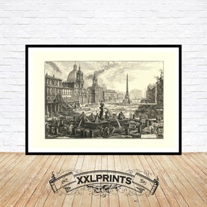 Giovanni Battista Piranesi, Piazza Navona, Roma, 1773, riproduzione pregiata, stampa d'arte, stampa oversize