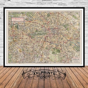 Old map of Berlin, 1929, city plan, rare map, fine reproduction, large map, fine art print, antique decor, oversize map print