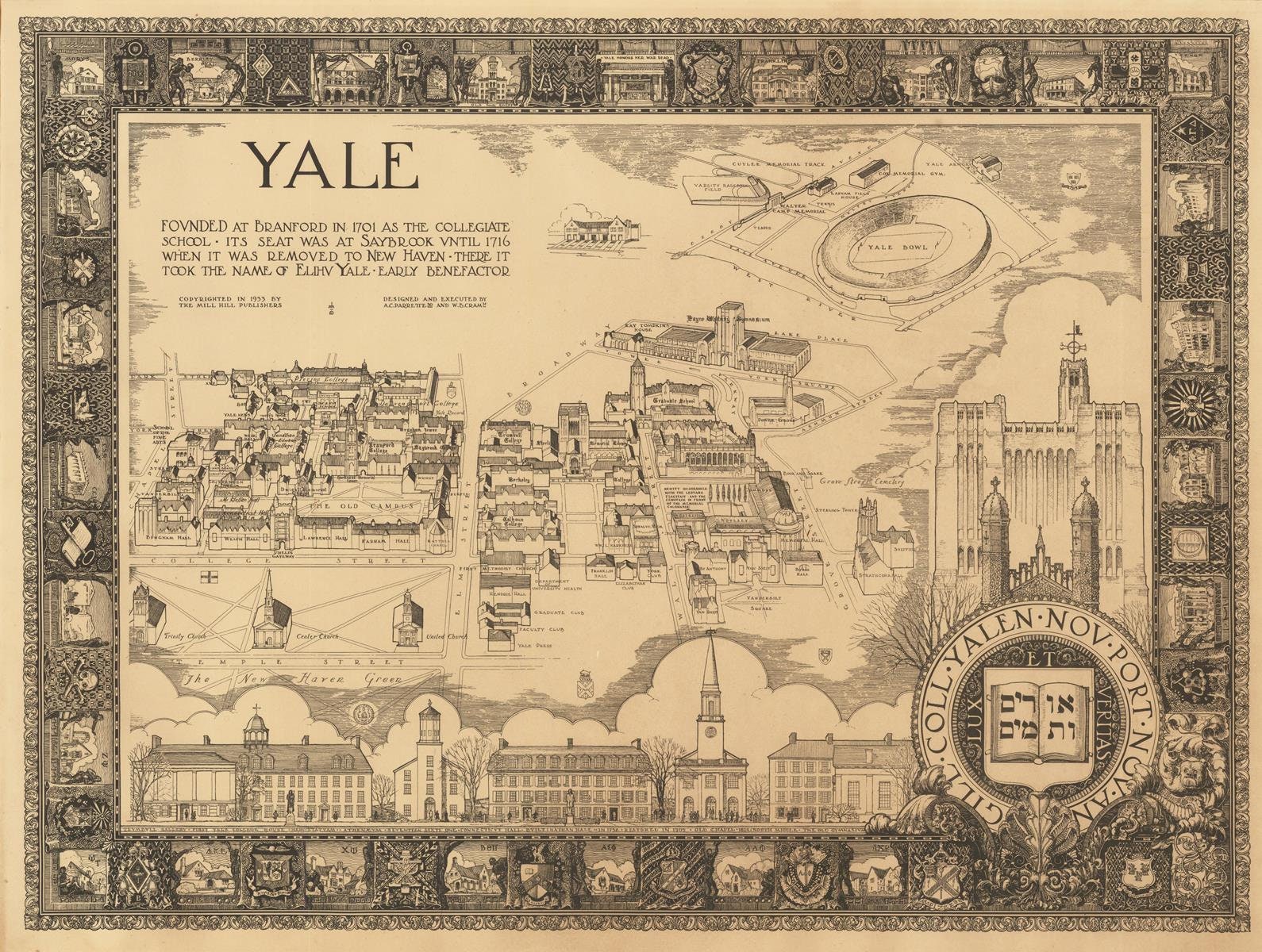 Old Map of Yale University 1933 Fine Reproduction Large | Etsy