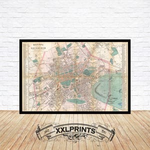 Plan de la ville d'Édimbourg antique, 1890, belle reproduction, grande carte, impression d'art, impression de carte surdimensionnée