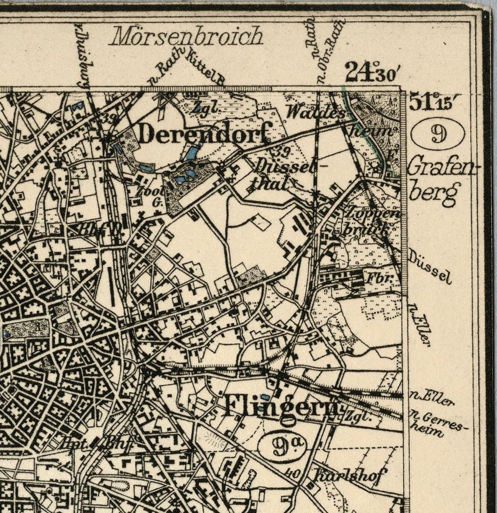 Old Map of Dusseldorf Germany 1898 Rare Map Antique Fine Etsy