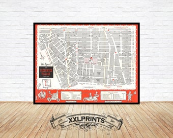 Old map of Greenwich village, New York City, 1964, fine reproduction, large map, fine art print, oversize map print