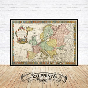 Antique Europe Map Print: 1730 Reproduction, Fine Art Decor
