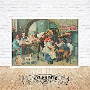 Altes Weinwerbeplakat, 1910, feine Reproduktion, Fine Art Druck, Oversize-Druck
