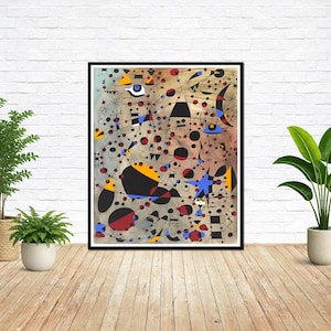 Gravura Constelações de Joan Miró 'No dia 13, a escada roçou o firmamento', 1940, reprodução de arte