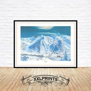 Vecchio manifesto pubblicitario di Alta, Utah, Ski Area, 1965, bella riproduzione, stampa artistica, stampa di mappa di grandi dimensioni