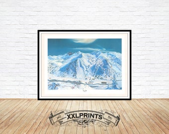 Old advertising poster of Alta, Utah, Ski Area, 1965, fine reproduction, fine art print, oversize map print