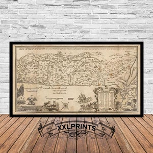 Antike Landkarte vom Heiligen Land, hebräische Karte, 1695, sehr seltene, feine Reproduktion, große Karte, Fine Art Druck, antikes Dekor, Oversize-Kartendruck