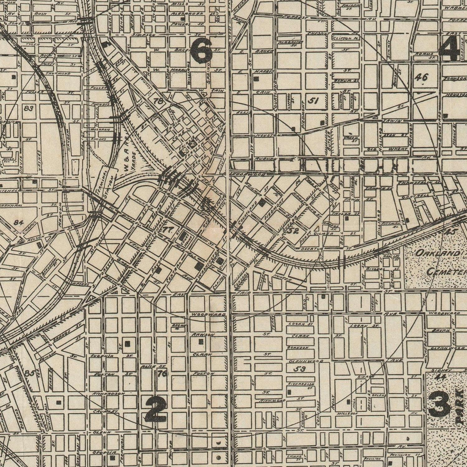 Old Map of Atlanta Georgia 1924 City Plan Antique Fine | Etsy