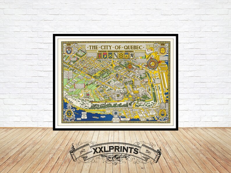 Old Map of Quebec 1932 Pictorial Map Fine Reproduction Etsy