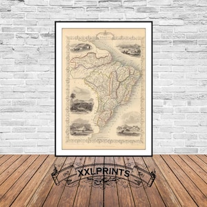 Antique Brazil Map Print: 1851 Rare Fine Art Reproduction
