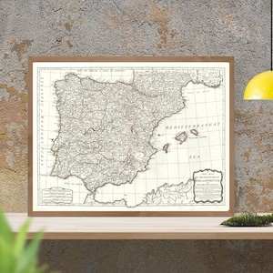Antique Map of Spain and Portugal, 1790: Fine Art Print