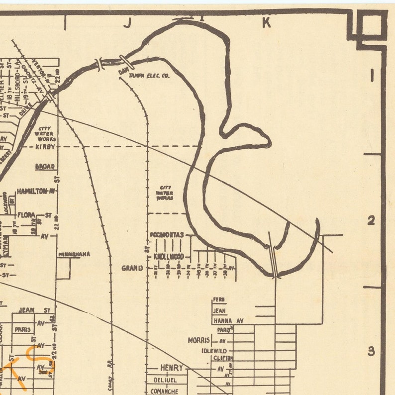 Old City Plan of Tampa Florida 1947 Antique Rare Fine Etsy Old City Plan of Tampa Florida 1947 Antique Rare Fine Etsy