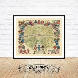 Mapa antiguo de la región de Frankfurt am Main, Alemania, 1640, mapa muy raro, reproducción fina, mapa grande, impresión de bellas artes, impresión de mapa de gran tamaño