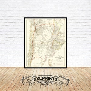 La Plata 1839 antik karttryck: Chile, Uruguay, Argentina