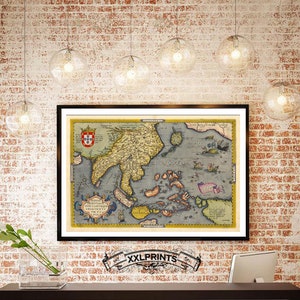 Ancient South East Asia Map Print: 1595 Fine Art Reproduction
