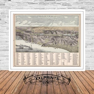 Alte Karte des Heiligen Landes, 1887, Vogelperspektive, seltene Karte, feine Reproduktion, antike Karte, Kunstdruck, Kunstdruck