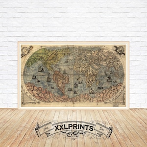 Ancient World Map Print 1565: Fine Art Reproduction, Oversize