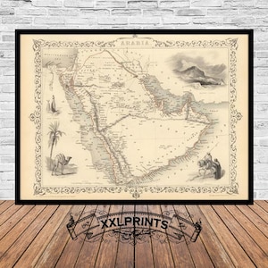 Antique Map of Arabia 1851: Fine Art Giclée Print
