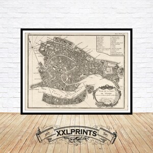 Old map of Venice, 1764, city plan, very rare, antique, fine reproduction, large map, fine art print, antique decor, oversize map print