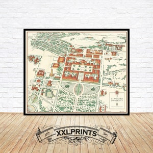 Alte Perspektive der Stanford Universität, 1943, Vogelperspektive, feine Reproduktion, große Karte, Fine Art Druck, Übergröße Karte