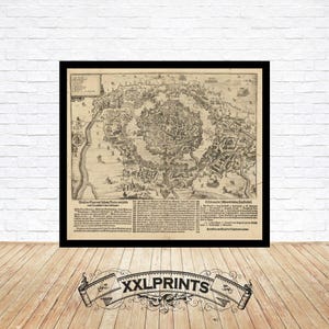 Carte ancienne de Breda, Pays-Bas, 1624, belle reproduction, grande carte, impression d'art, impression de carte surdimensionnée