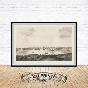 Alte Ansicht von Gloucester, Cape Ann, Massachusetts, 1859, Vogelperspektive, feine Reproduktion, große Karte, Fine Art Druck, Übergröße Kartendruck