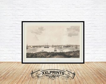 Gloucester MA Map Print: Cape Ann Bird's Eye View, 1859