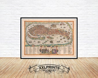 1572 Venice Map Print: Antique Italian City Fine Art Reproduction