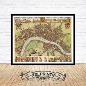 Antique map of London, 17th century old map, vintage decor,  fine reproduction, large map, fine art print, antique decor, oversize map print
