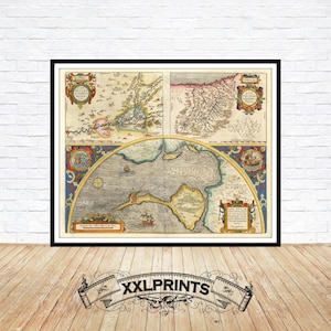 Antica mappa di Cadice, 1584, estremamente rara, baia di Cadice, vecchia mappa, bella riproduzione, grande mappa, stampa artistica, arredamento antico, stampa di mappa di grandi dimensioni