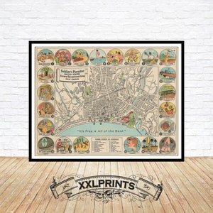Planta antiga da cidade de Nice, França, 1945, antiguidade, reprodução fina, mapa grande, impressão de belas artes, impressão de mapa de tamanho grande
