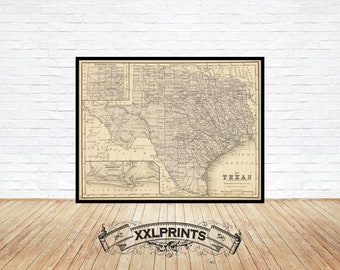 1870 Texas Map Print: Fine Art Reproduction, Oversize
