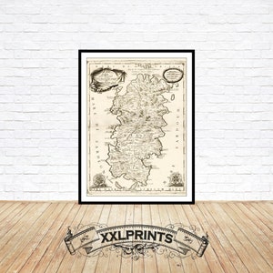 Carte ancienne de la Sardaigne, 1690, carte rare, jeu de cartes Coronelli, belle reproduction, grande carte, impression d'art, impression de carte surdimensionnée