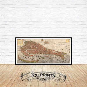 Alte Landkarte von Venedig,1676,extrem selten,aus der Vogelperspektive,schön,feine Reproduktion,große Karte,Fine Art Print, antikes Dekor, Oversize Kartendruck