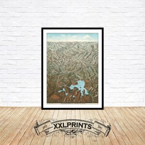 Yellowstone National Park aus der alten Vogelperspektive, 1895, feine Reproduktion, große Karte, Fine Art Druck, Überformatkarte