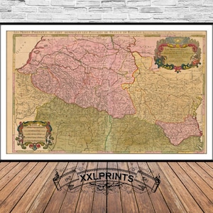 Carte ancienne des Pyrénées, XVIIe siècle, carte ancienne, belle reproduction, grande carte, impression d'art, décor antique, impression de carte surdimensionnée