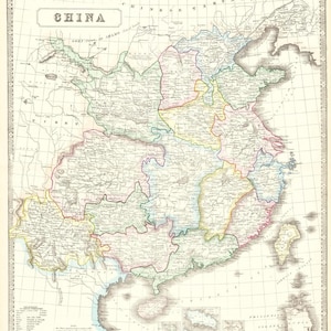 1854 Alte Karte von China, Insel Hong Kong, digitale Antike, Vintage Karte, Scrapbook-Papiere mit alten Texturen, sofort-Download