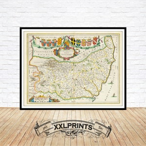 Ancient Suffolk Map Print: 1650 Reproduction, Fine Art Giclée