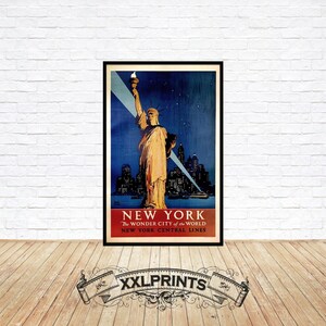 Antiguo cartel publicitario de Nueva York, reproducción fina, impresión de bellas artes