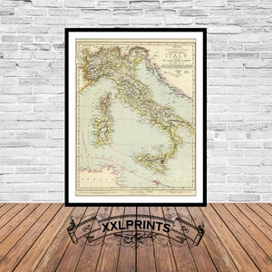 Alte Landkarte, Italien, 1883, seltene Karte, antike Karte, Weinkarte, feine Reproduktion, große Karte, Kunstdruck, antike Dekoration, Kunstdruck
