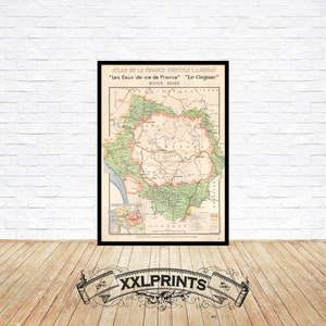 Alte Cognac Weinkarte, Frankreich, 1941, feine Reproduktion, große Karte, Fine Art Print, übergroßer Kartendruck