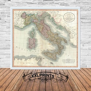 Antique Italy Map Print: 17th Century Fine Art Reproduction