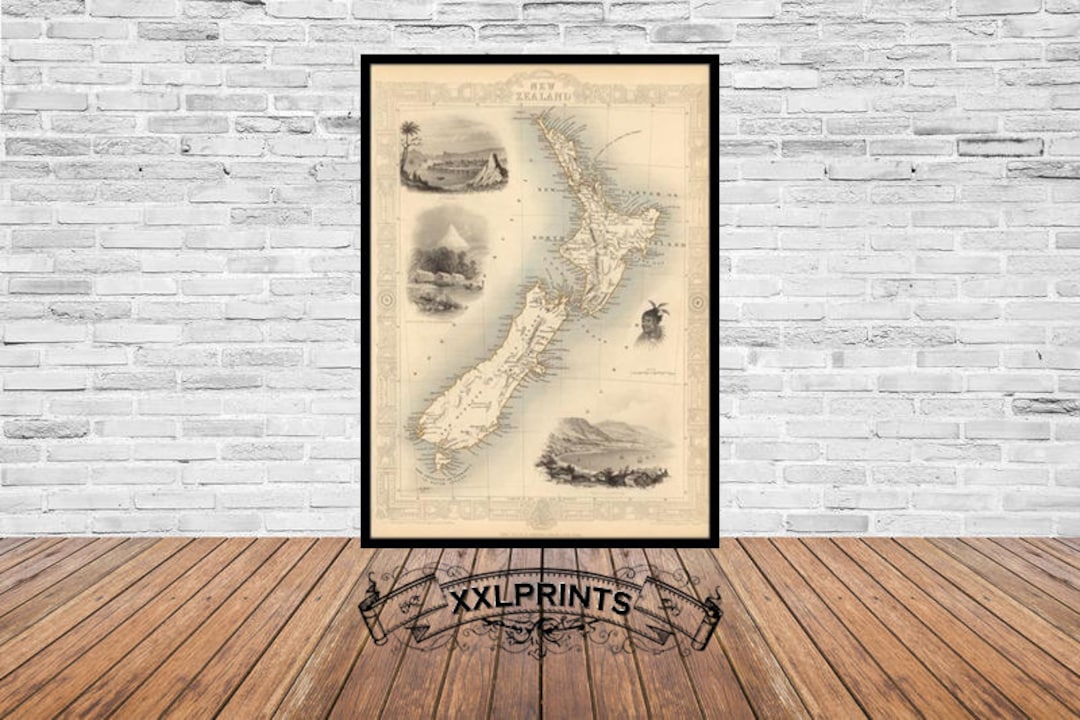 Antique New Zealand Map Print: 1851 Historical Reproduction - Etsy