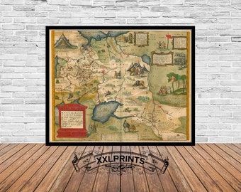 Ancient map of Russia, 1562, extremely rare map, beautiful map, fine reproduction, large map, fine art print, oversize map print