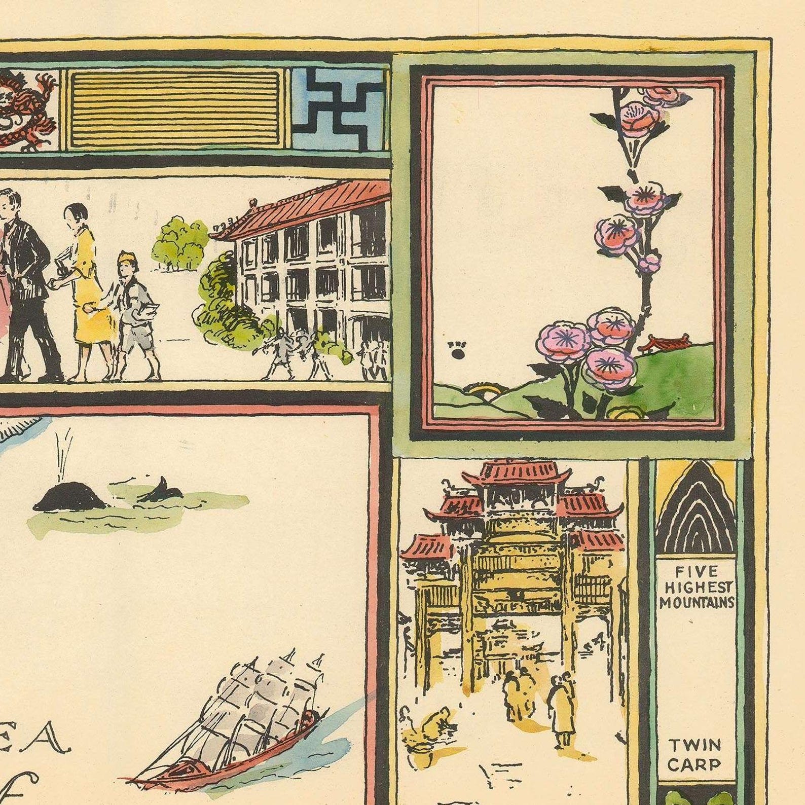 1932 Pictorial Map of China: Vintage Antique Print (digital Download ...