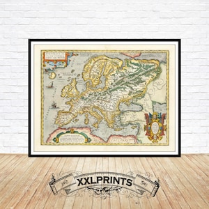 Landkarte Europa der Kelten, 1624, sehr seltene, feine Reproduktion, große Landkarte, Fine Art Druck,
