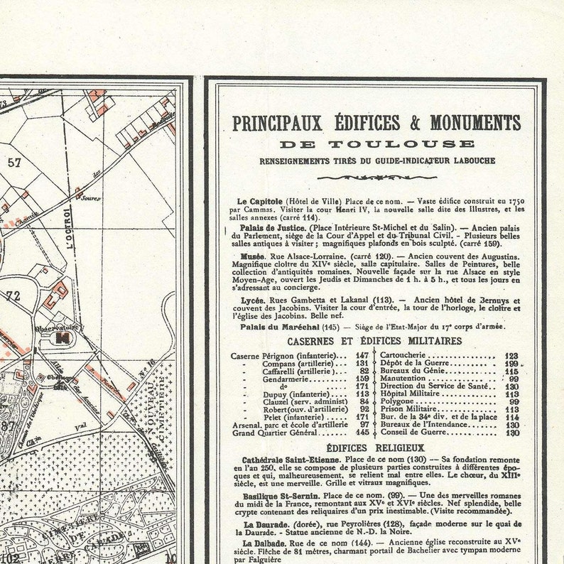 Old Map of Toulouse France 1921 City Plan Rare Antique - Etsy
