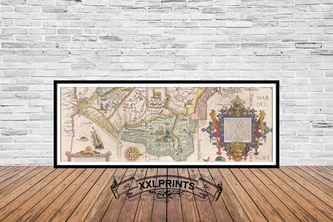 17th Century South America Map: Panoramic Antique Fine Art Print - Etsy