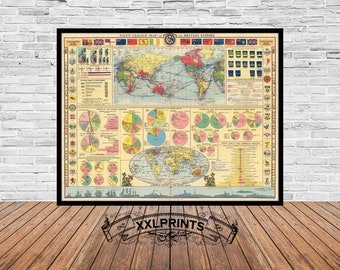 Old  map of the British Empire, Navy League, 1922,extremely rare,fine reproduction,large map,fine art print,antique decor,oversize map print
